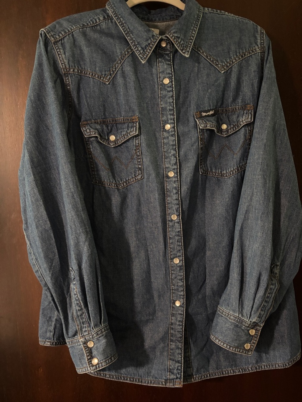 Womens Wrangler Denim Snap Shirt